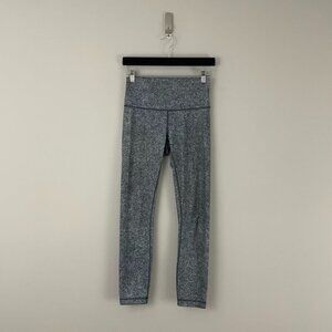 Lululemon Wunder Under Hi Rise Pant Rio Mist White Black Leggings Size 6